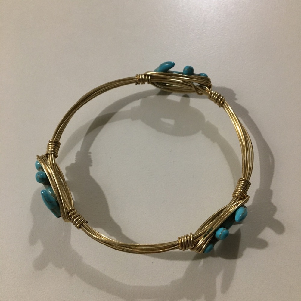 Anchor Wire Wrapped Bracelet Turquoise